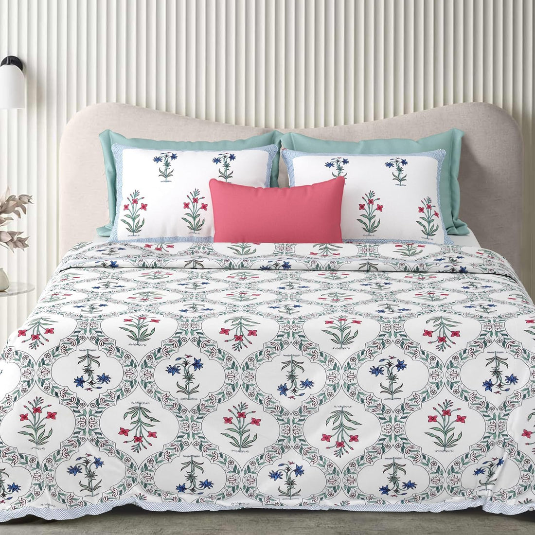 Rajwada Jaal Hand Block Printed Cotton King Bedsheet Set | 90x108 | 240 TC
