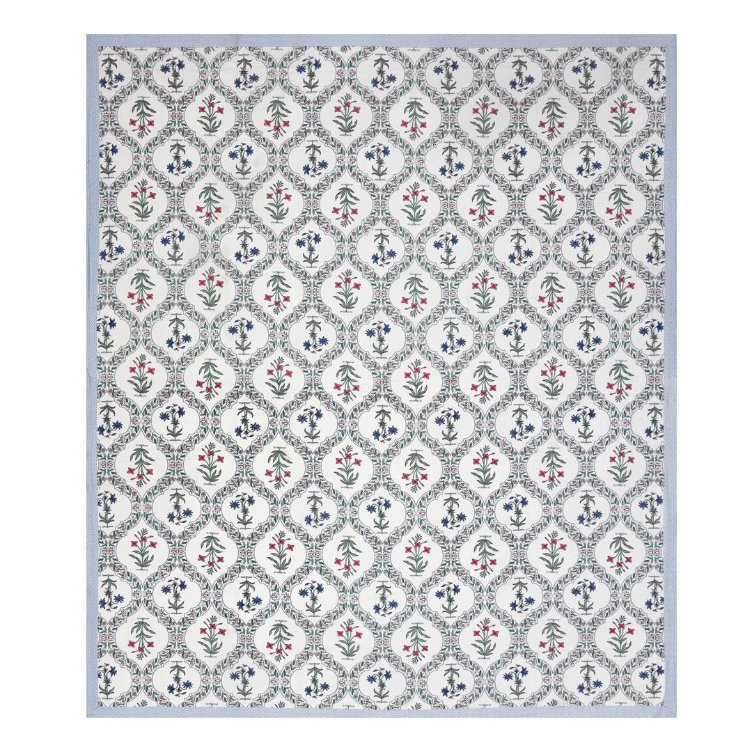 Rajwada Jaal Hand Block Printed Cotton King Bedsheet Set | 90x108 | 240 TC