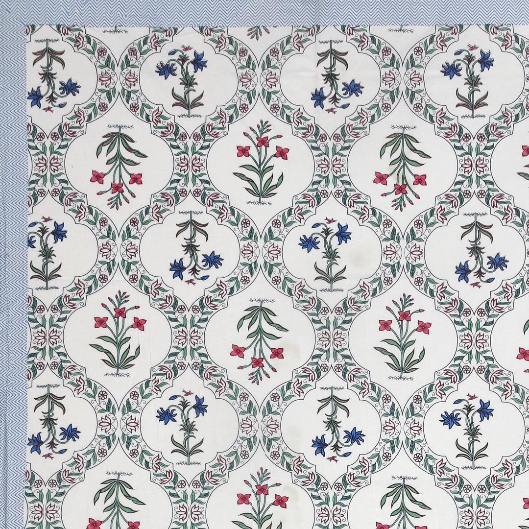 Rajwada Jaal Hand Block Printed Cotton King Bedsheet Set | 90x108 | 240 TC