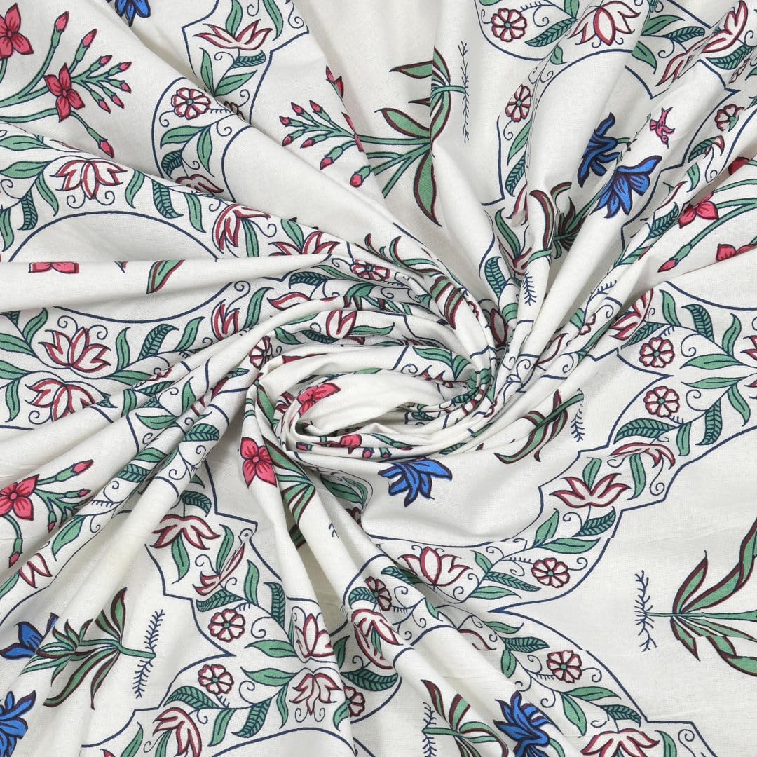 Rajwada Jaal Hand Block Printed Cotton King Bedsheet Set | 90x108 | 240 TC