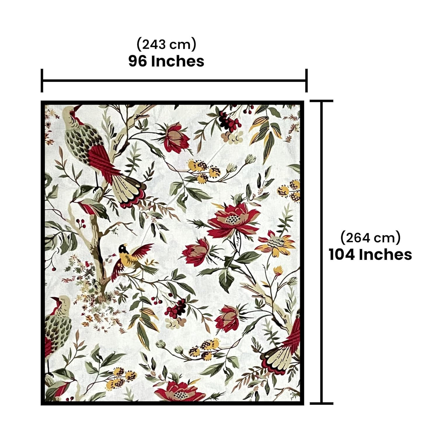 Flying Petals Hand Block Printed Cotton King Bedsheet Set | 90×108 | 240 TC