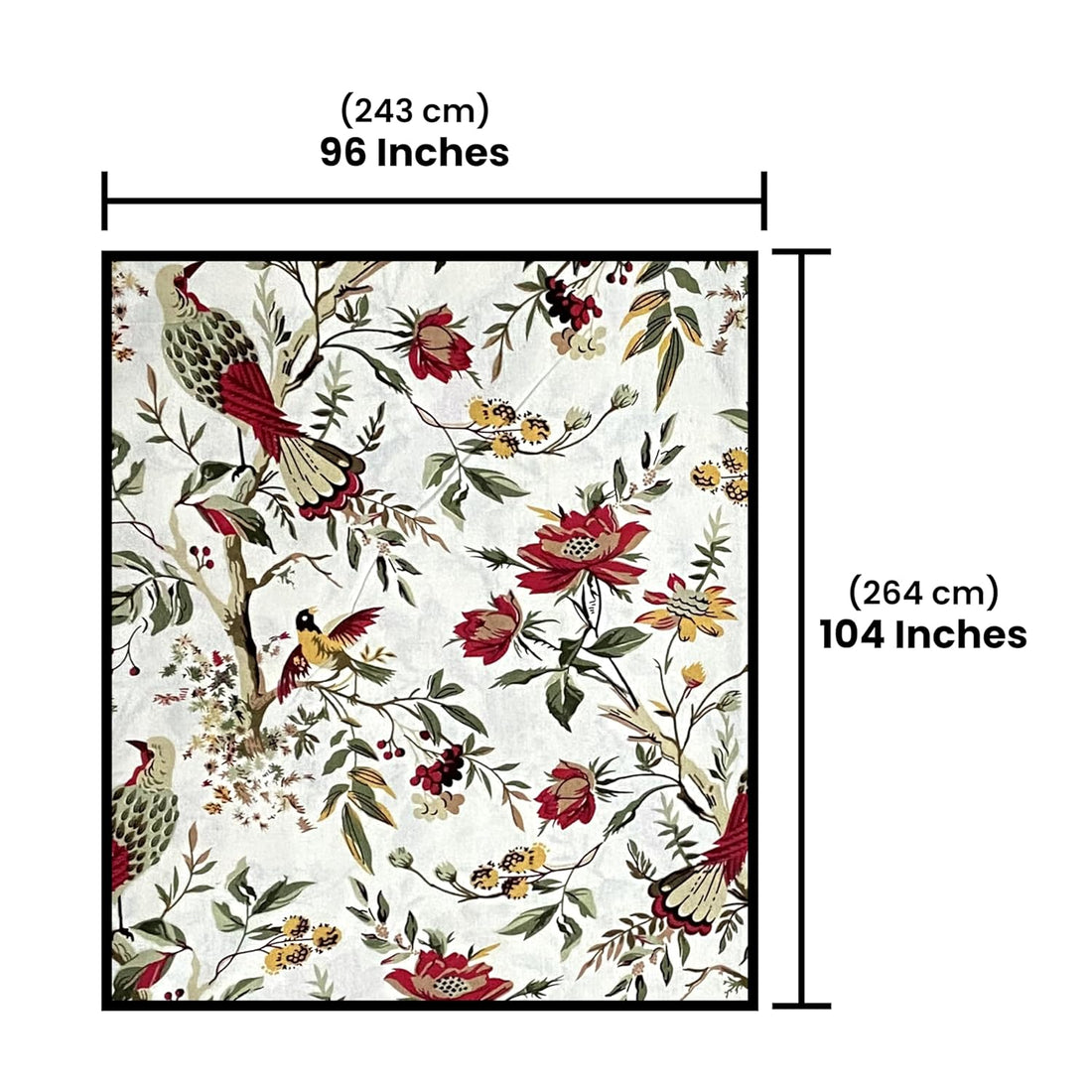 Flying Petals Hand Block Printed Cotton King Bedsheet Set | 90×108 | 240 TC
