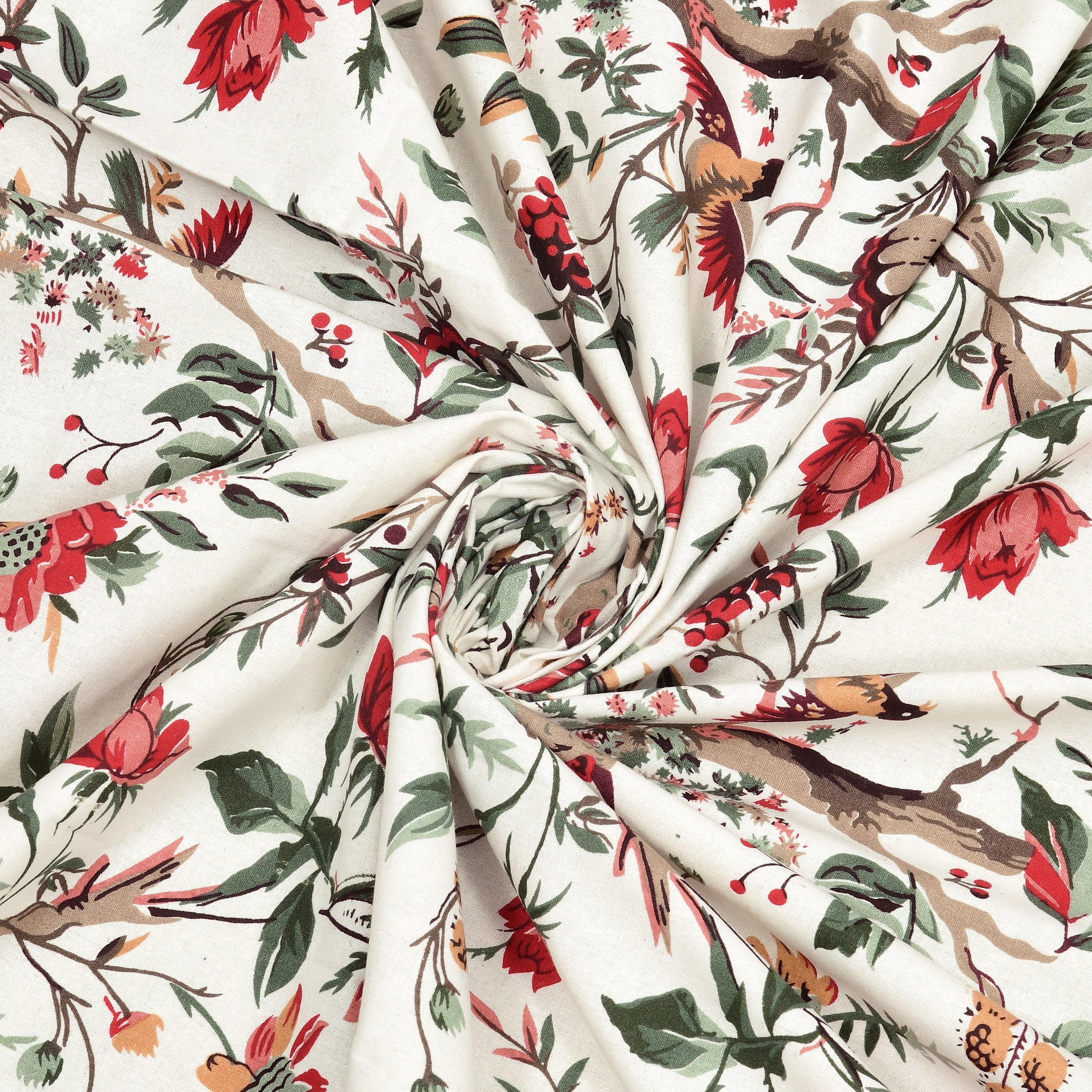Flying Petals Hand Block Printed Cotton Single Bedsheet | 60x90 inches
