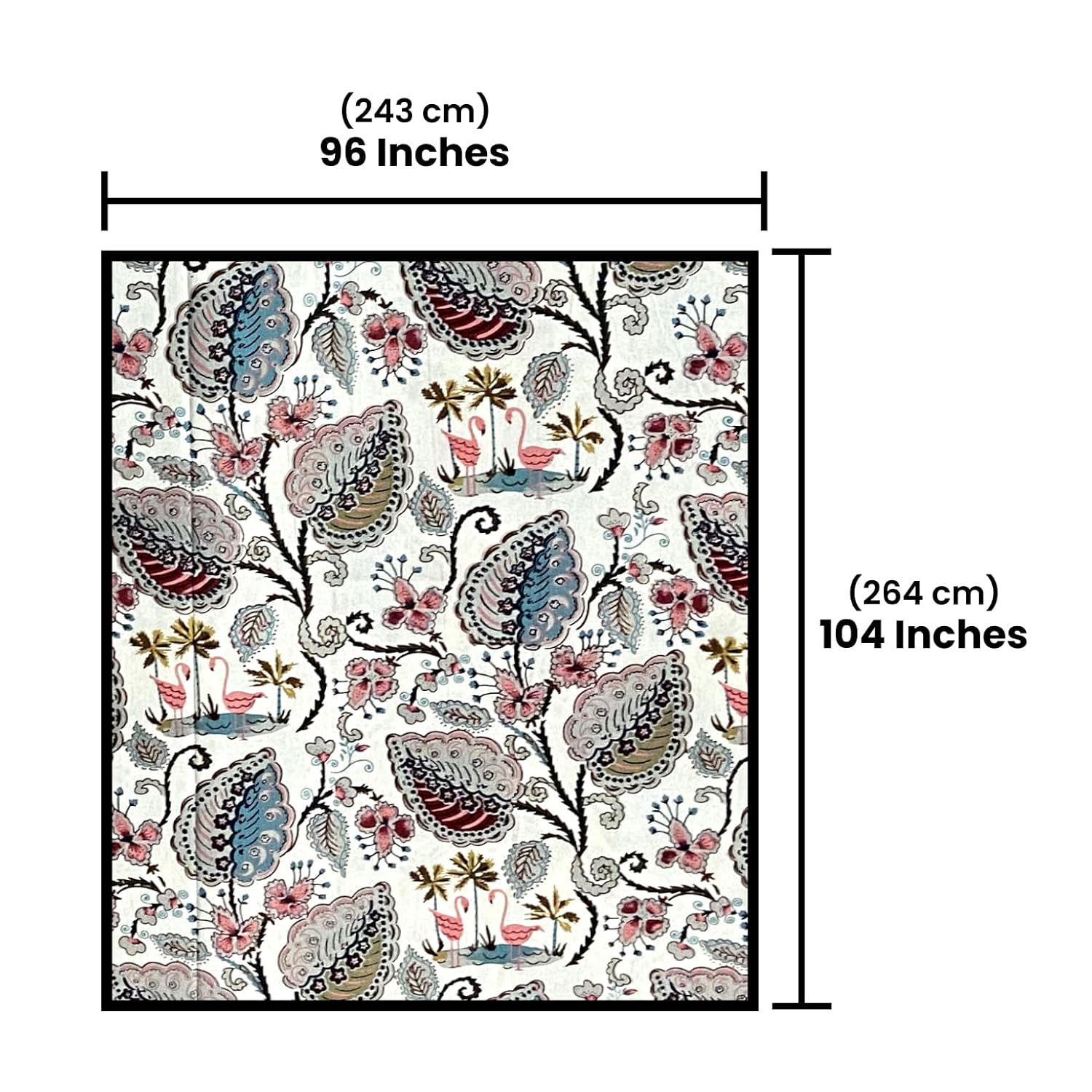 Flamingo Petals Hand Block Printed Cotton King Bedsheet Set | 90×108 | 240 TC