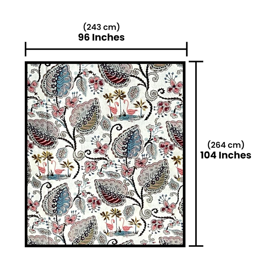 Flamingo Petals Hand Block Printed Cotton King Bedsheet Set | 90×108 | 240 TC