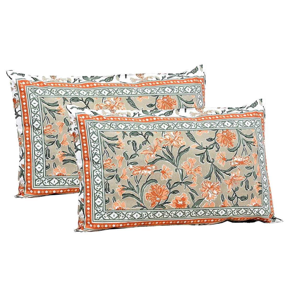 Garden Hand Block Printed Cotton King Bedsheet Set | 90×108 | 240 TC