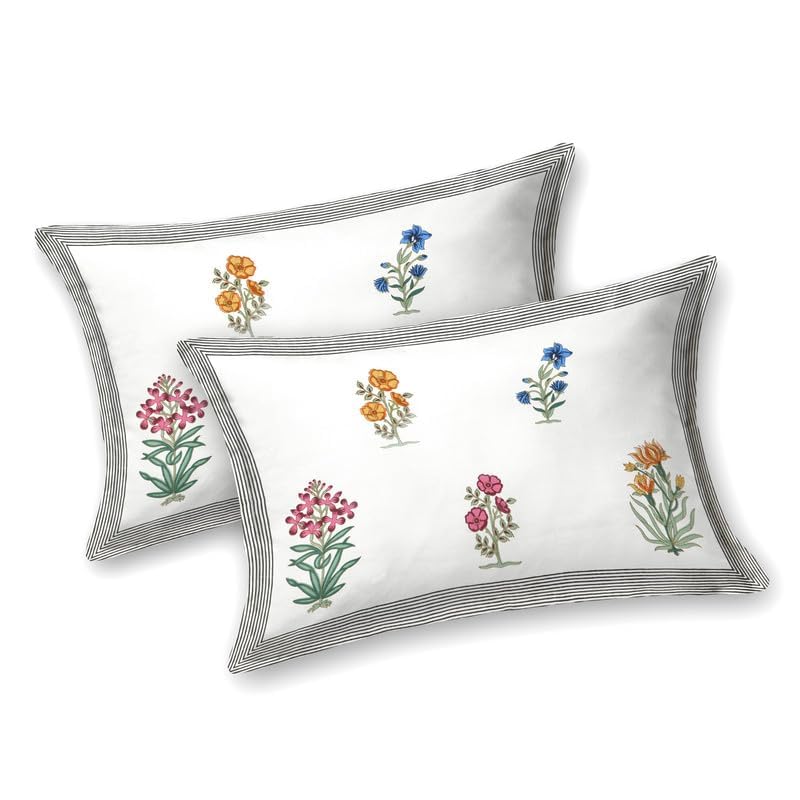 Gulzaar Hand Block Printed Cotton King Bedsheet Set