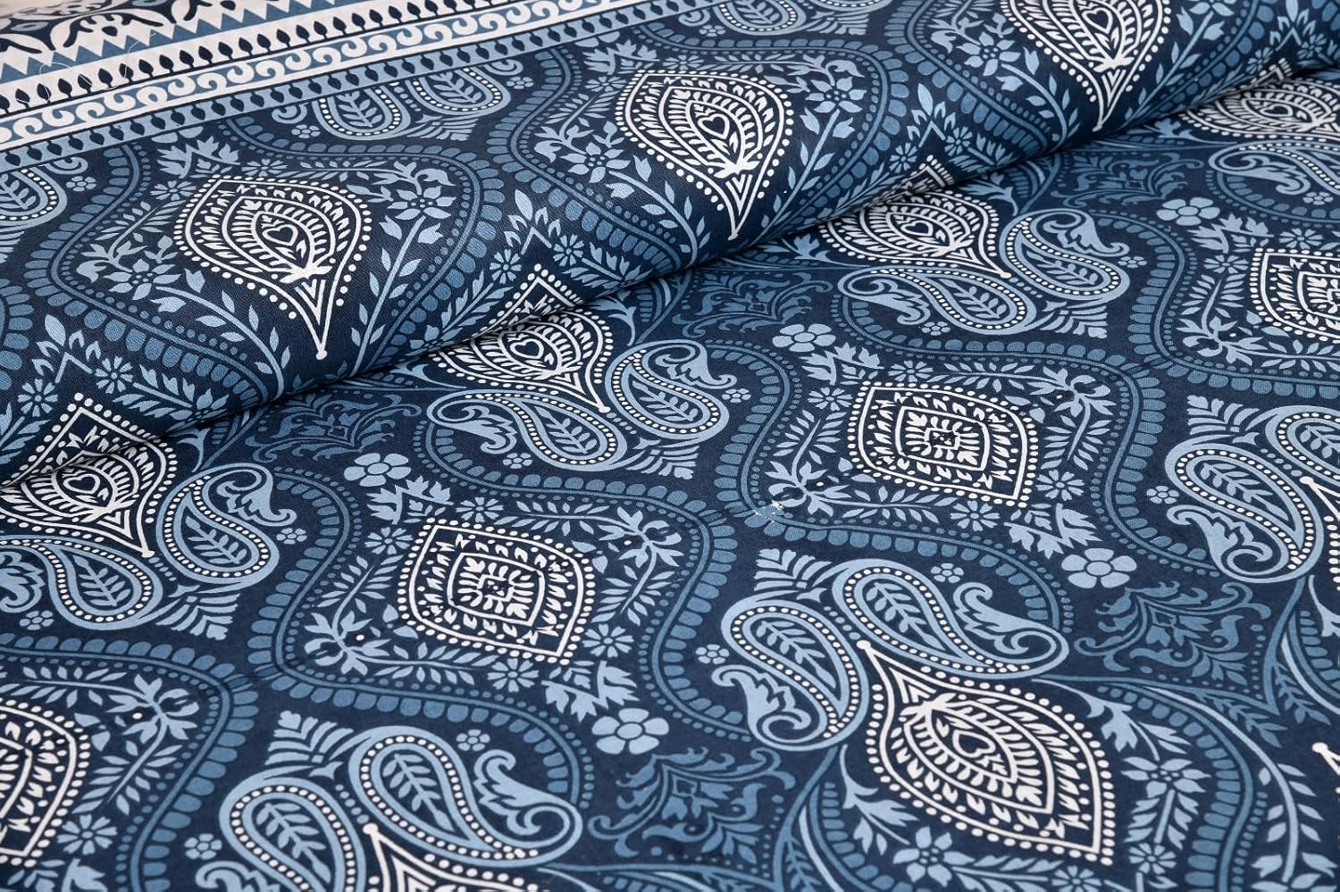 Mughal Indigo Garden Hand Block Printed Cotton King Bedsheet Set | 90×108 | 240 TC