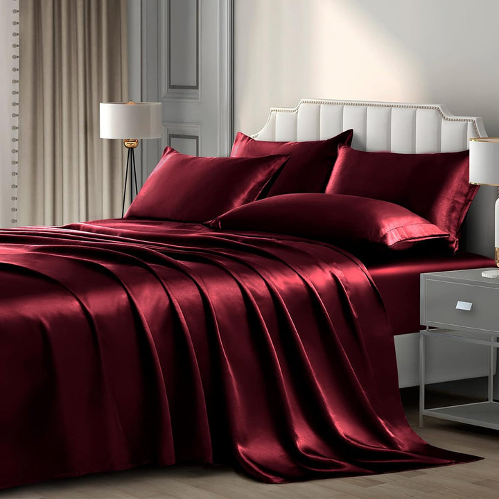 Duke's Wine luxury cotton satin king bedsheet 90x108 with 2 pillow covers solid finish