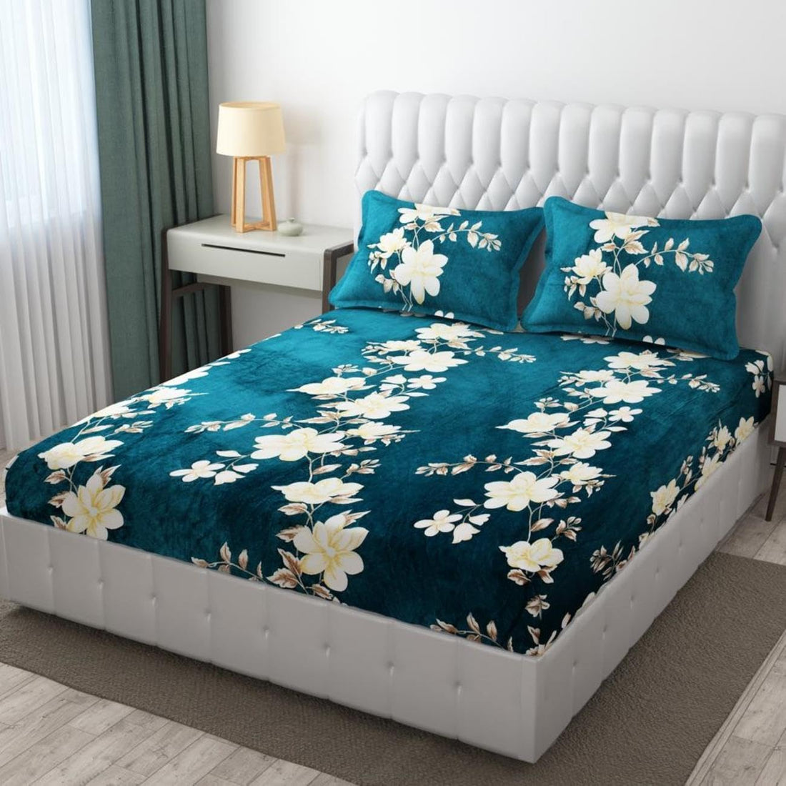 Teal Warmth wine flannel elastic fitted king bedsheet 78x72x8 with 2 pillow covers winter bedding