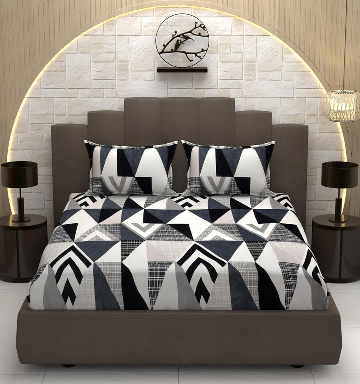 Geometry Warmth wine flannel elastic fitted king bedsheet 78x72x8 with 2 pillow covers winter bedding