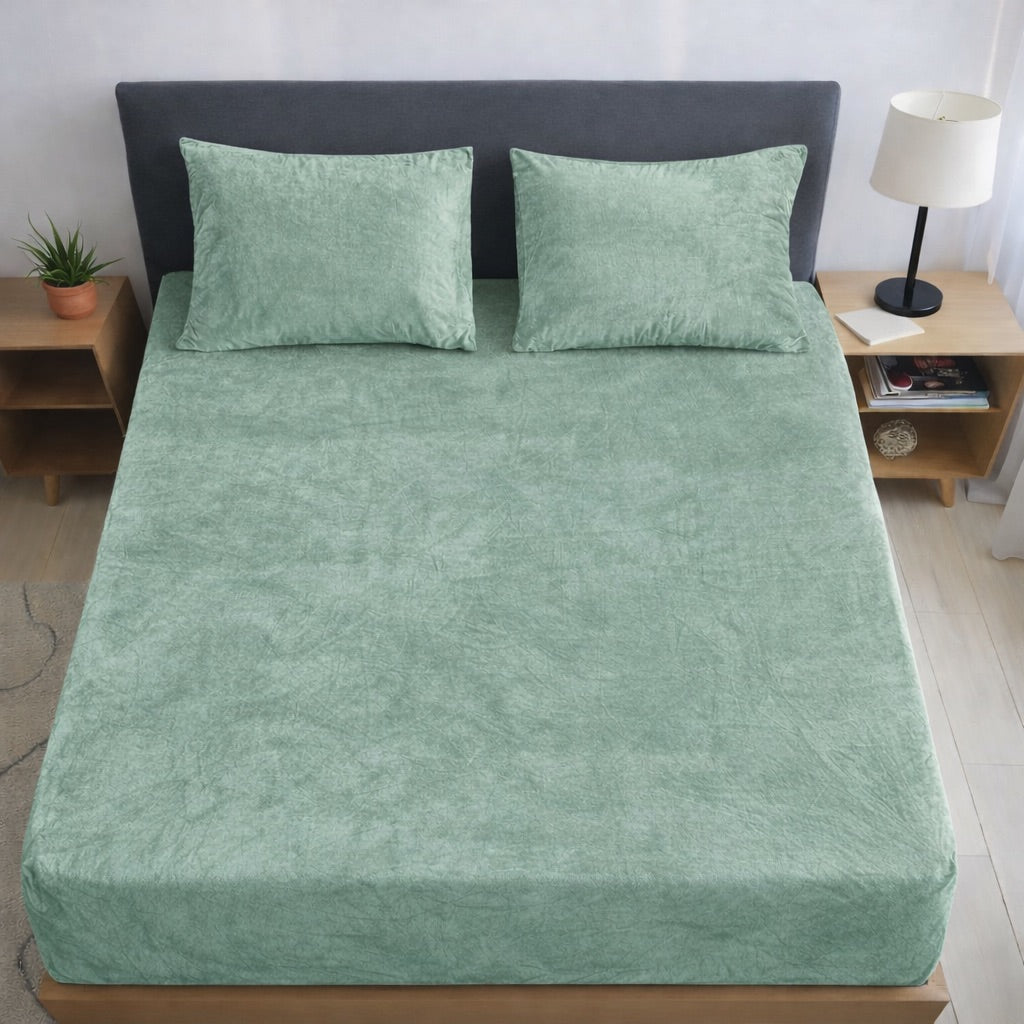 Forest Warmth wine flannel elastic fitted king bedsheet 78x72x8 with 2 pillow covers winter bedding