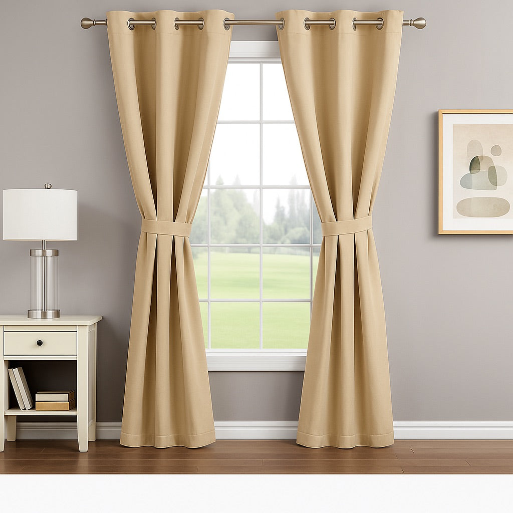 Ivory Drape 7 Feet Blackout Curtains for Door & Window | 100% Polyester | Light & Noise Blocking