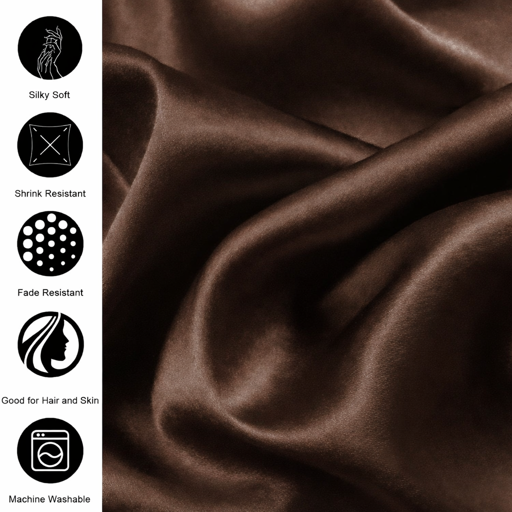 Duchess Mocha Satin Pillow Cover Set of 2 (20x30 in)