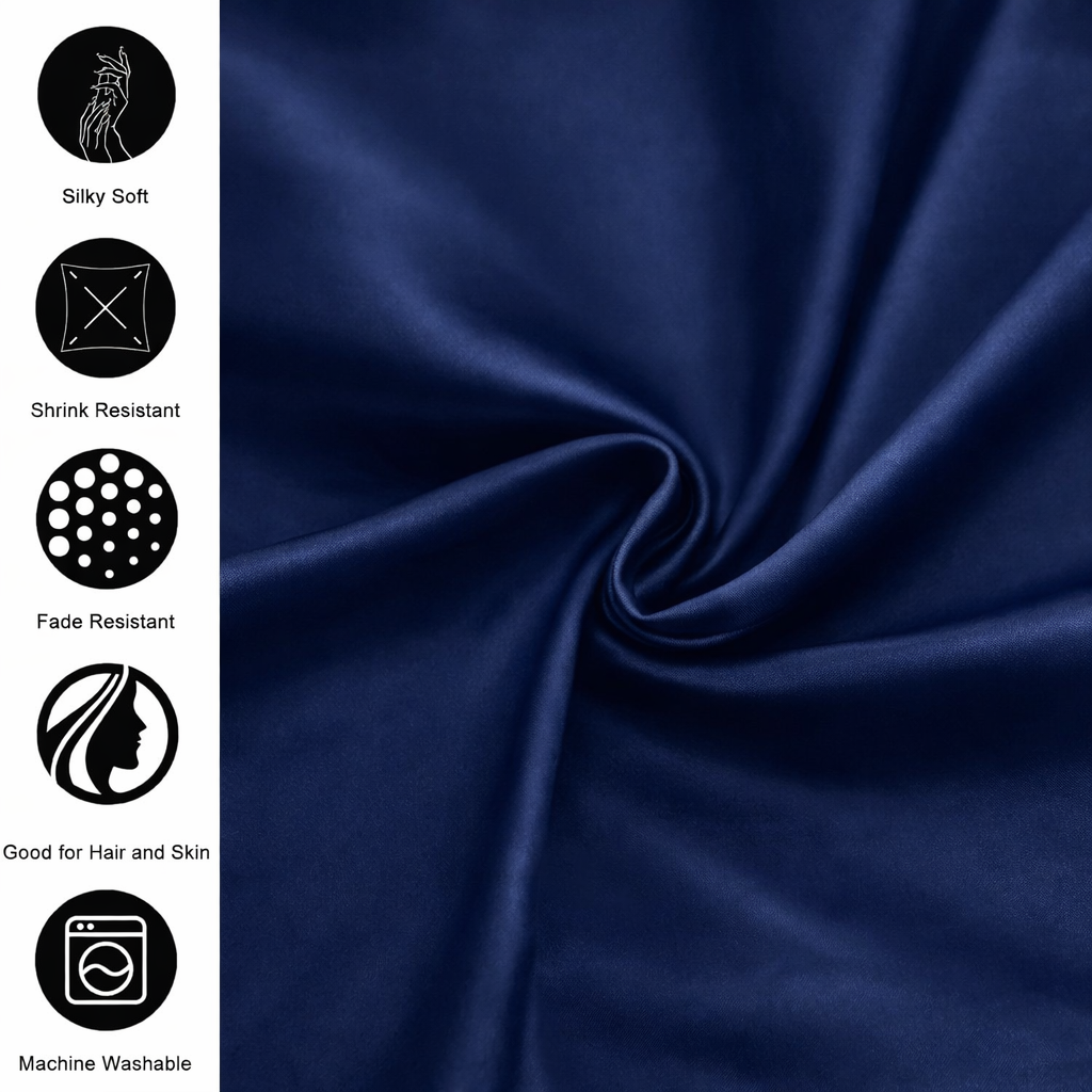 Windsor Navy Satin Pillow Cover Set of 2 (20x30 in)