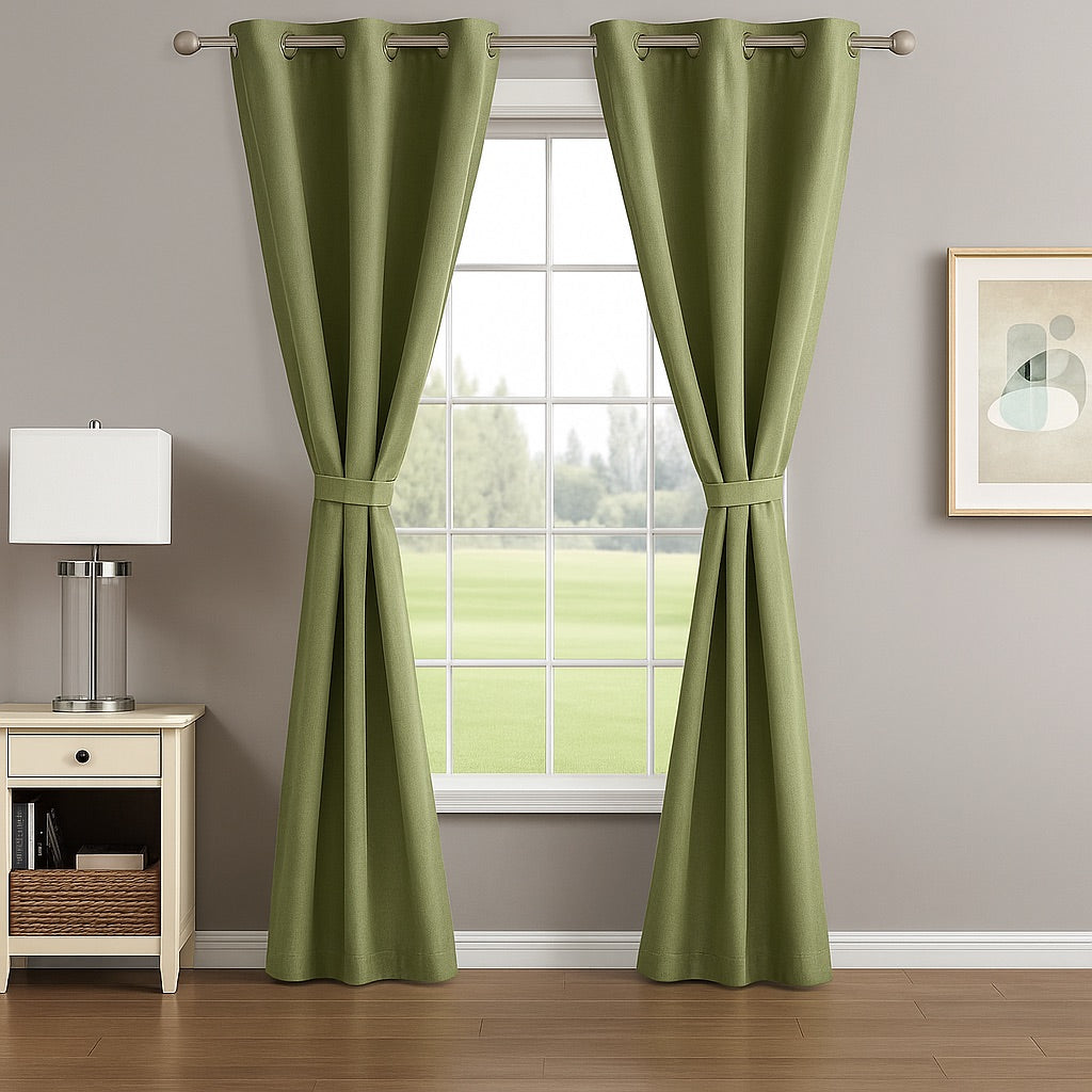 Mint Drape 7 Feet Blackout Curtains for Door & Window | 100% Polyester | Light & Noise Blocking