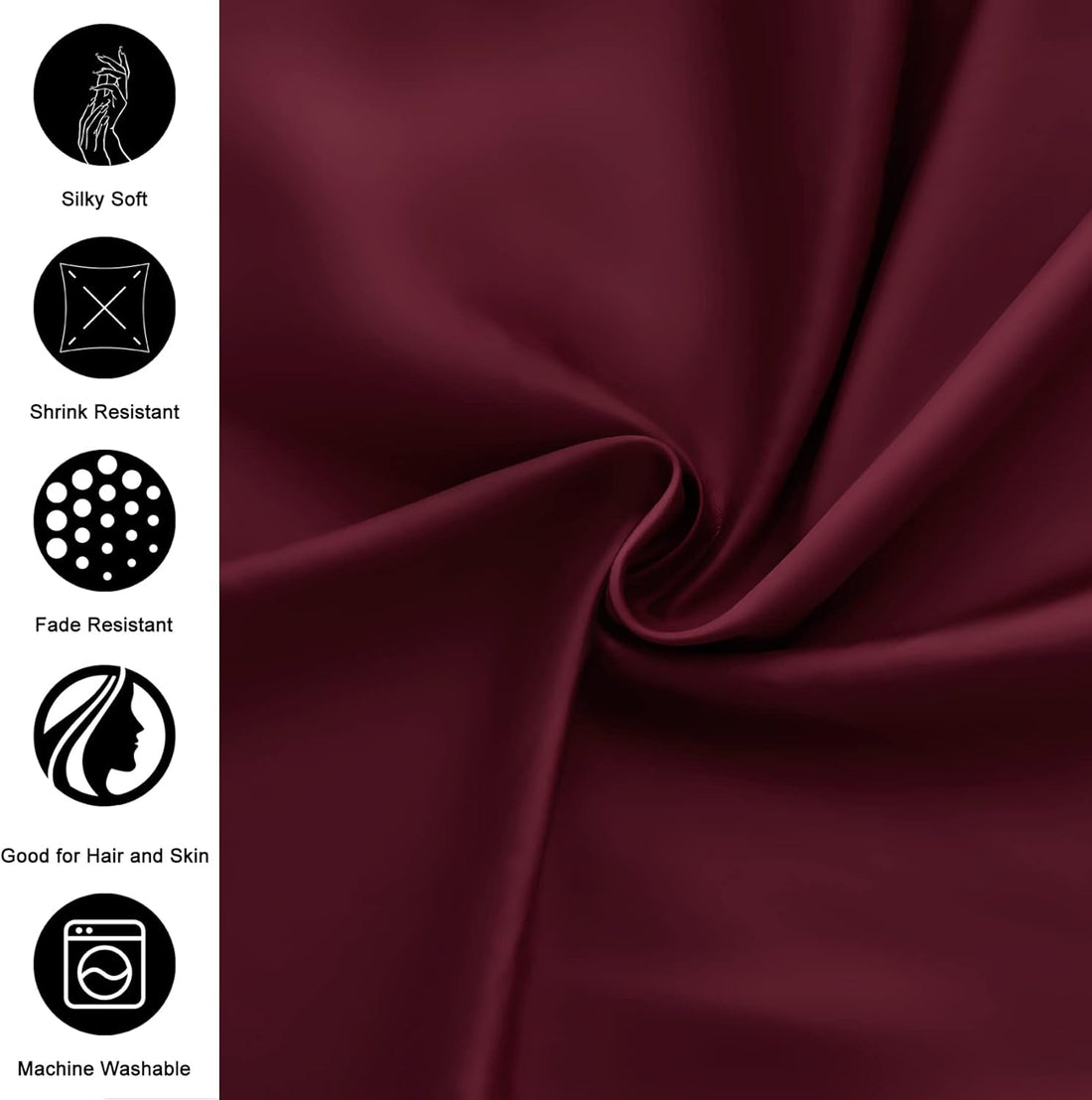Duke's Wine Satin Pillow Cover Set of 2 (20x30 in)