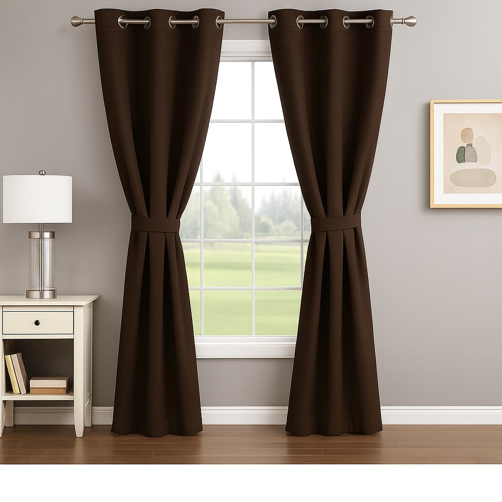 Cocoa Drape 7 Feet Blackout Curtains for Door & Window | 100% Polyester | Light & Noise Blocking