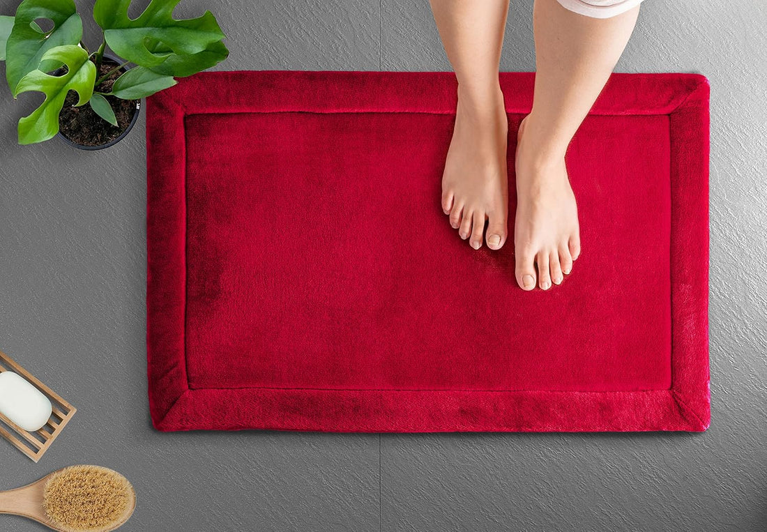 Crimson Tide Memory Foam All-Purpose Super Soft Anti-Slip Bath Mat, Machine Washable (Maroon, 40x60 cm)