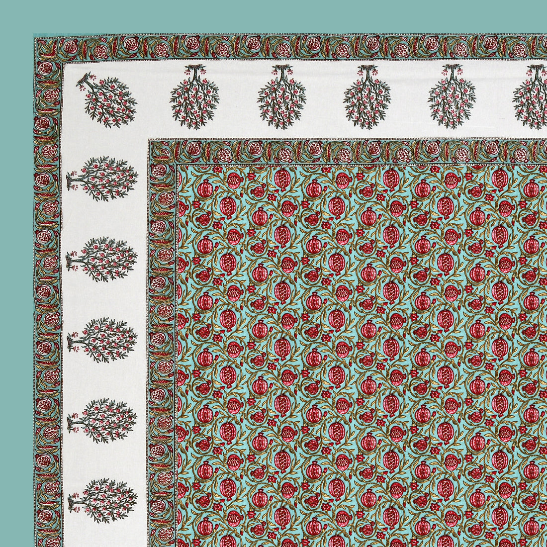 Gulabi Buta Hand Block Printed Cotton King Bedsheet Set | 90×108 | 240 TC