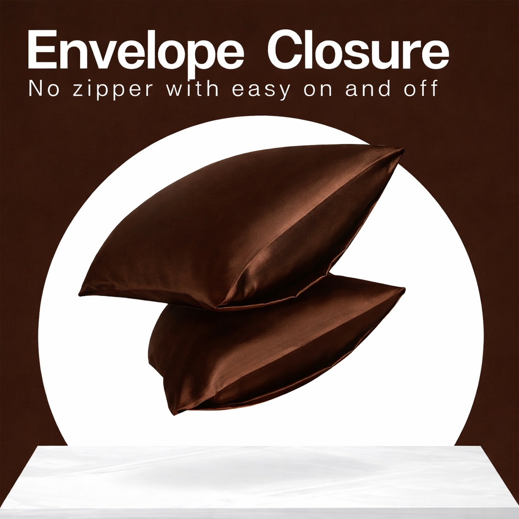 Duchess Mocha Satin Pillow Cover Set of 2 (20x30 in)