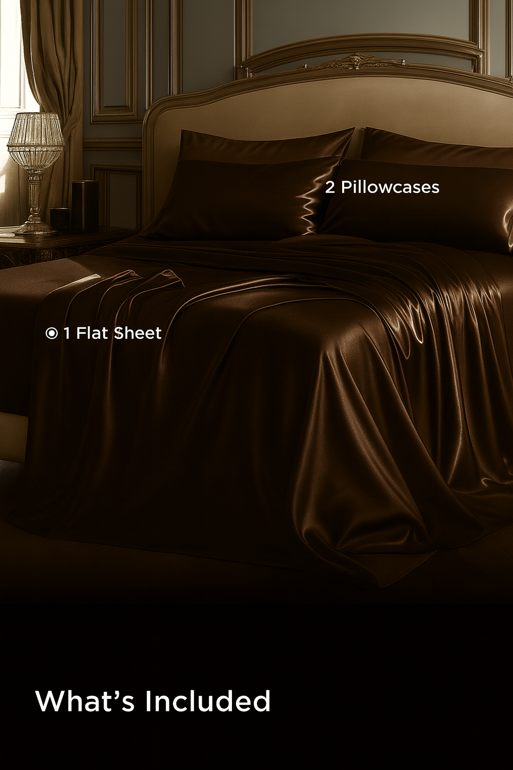 Duchess Mocha Luxury Cotton Satin King Size Bedsheet 90x108 Inches with 2 Pillow Covers 20x30 Inches | Soft, Glossy & Elegant | Solid Finish