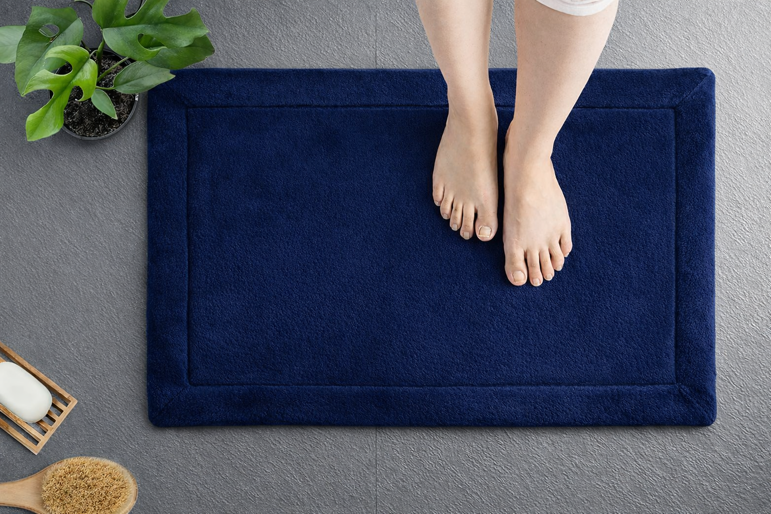 Midnight Sea Memory Foam All-Purpose Super Soft Anti-Slip Bath Mat, Machine Washable (Blue, 40x60 cm)