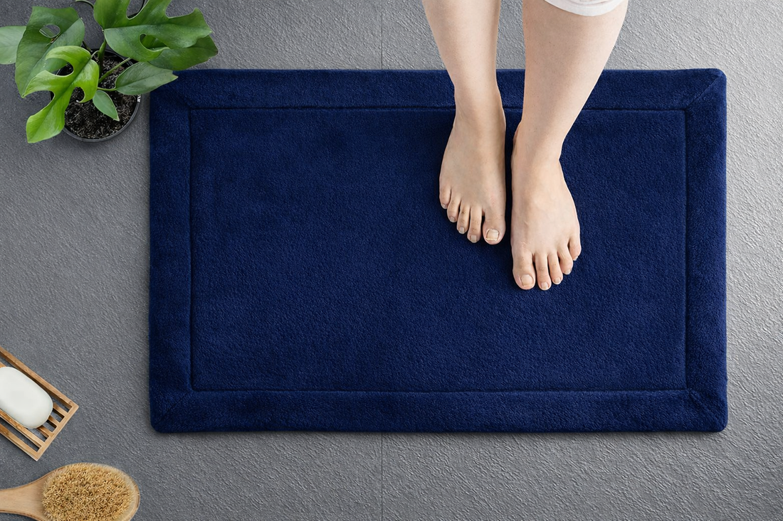 Midnight Sea Memory Foam All-Purpose Super Soft Anti-Slip Bath Mat, Machine Washable (Blue, 40x60 cm)