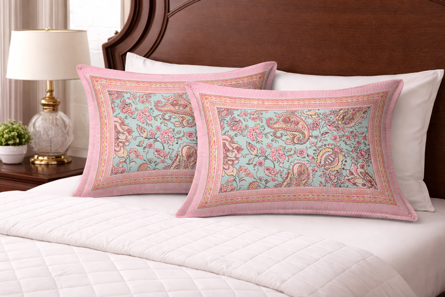 Petal Glow Cotton Pillow Cover Set of 2 (17x28 in)
