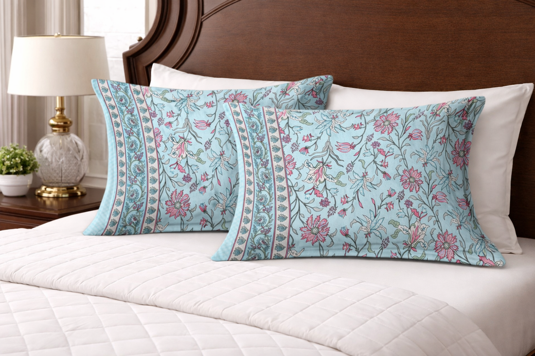 Aqua Glow Cotton Pillow Cover Set of 2 (17x28 in)