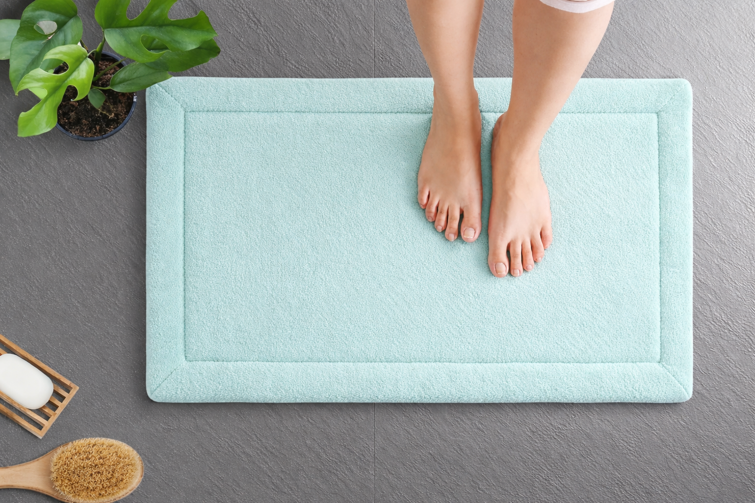 Sea Green Memory Foam All-Purpose Super Soft Anti-Slip Bath Mat, Machine Washable (Green, 40x60 cm)