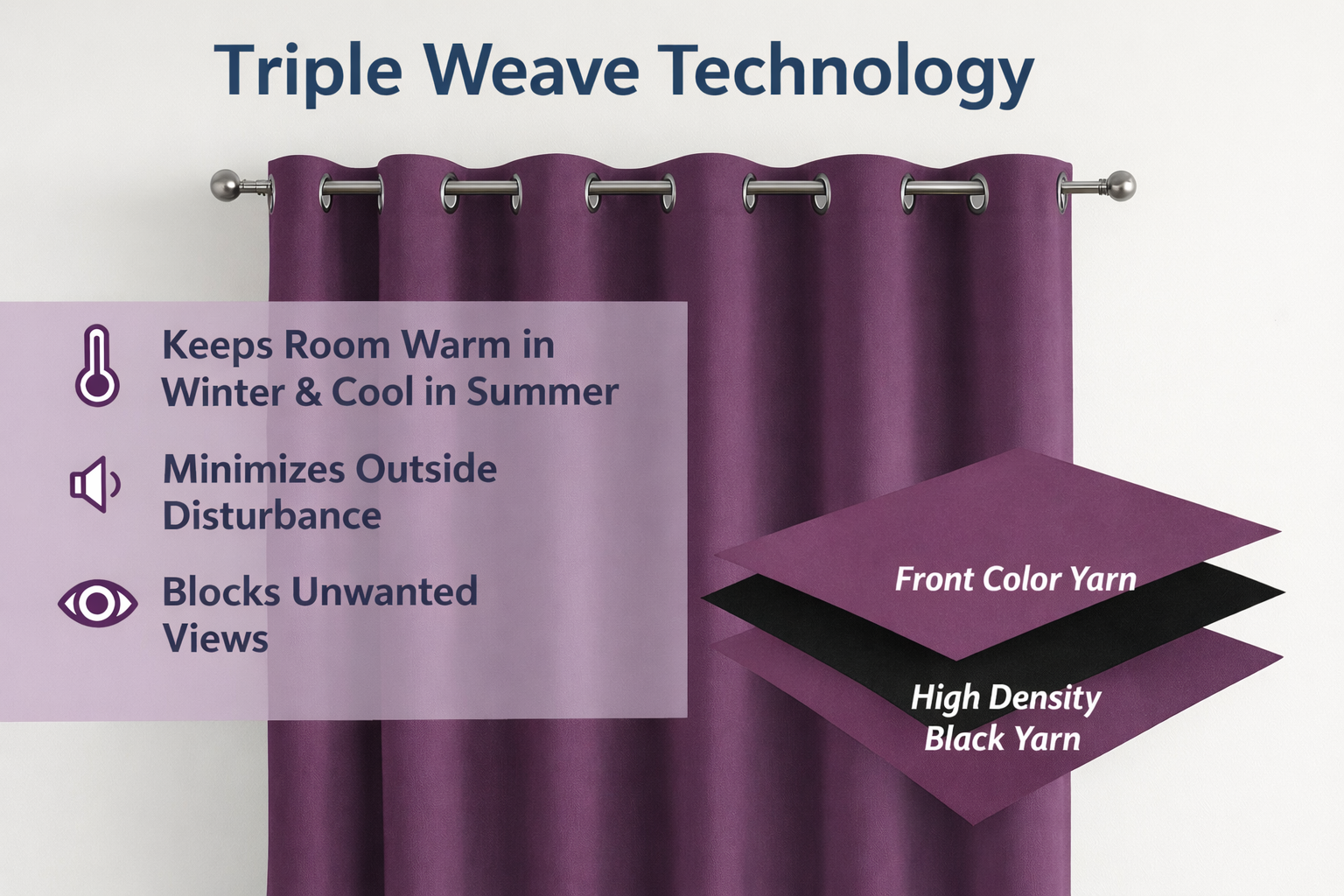 Berry Drape 7 Feet Blackout Curtains for Door & Window | 100% Polyester | Light & Noise Blocking