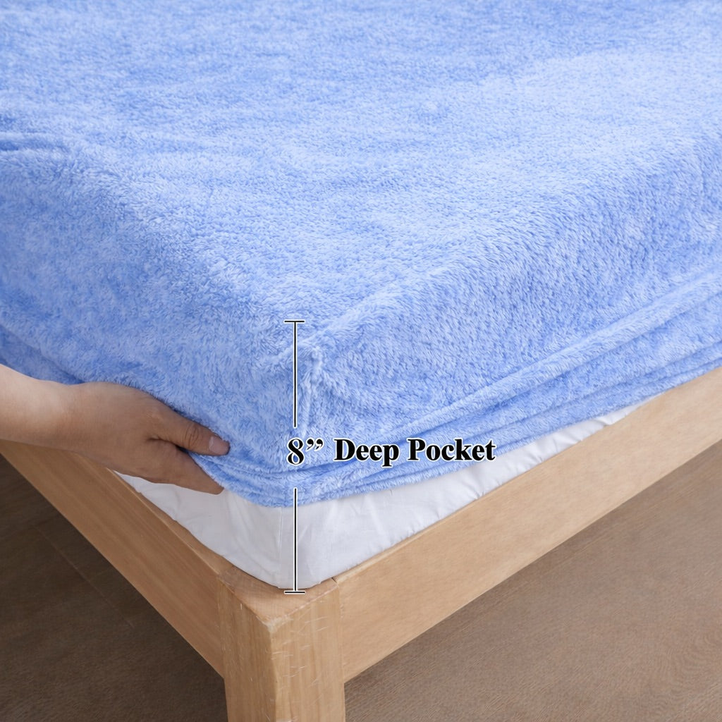 Midnight Warmth Flannel Elastic Fitted King Bedsheet (78×72×8 Inch) with 2 Pillow Covers (18×28 Inch) | Soft & Cozy Winter Bedding