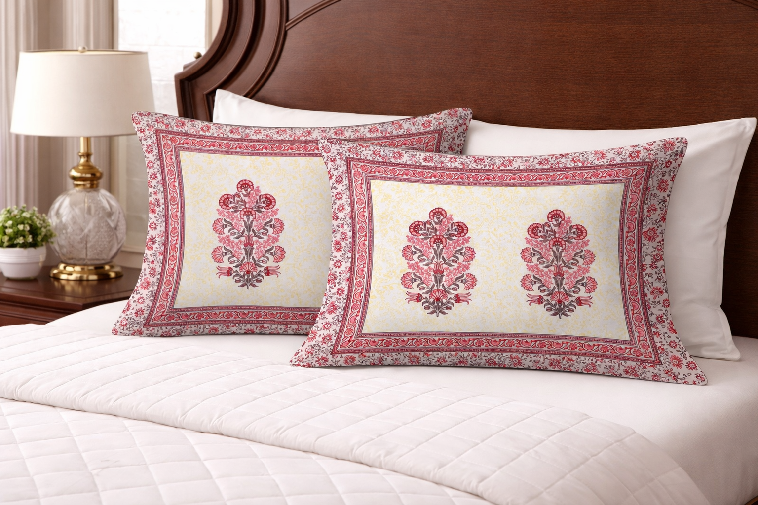 Rosy Glow Cotton Pillow Cover Set of 2 (17x28 in)