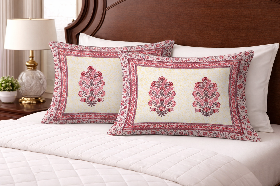 Rosy Glow Cotton Pillow Cover Set of 2 (17x28 in)