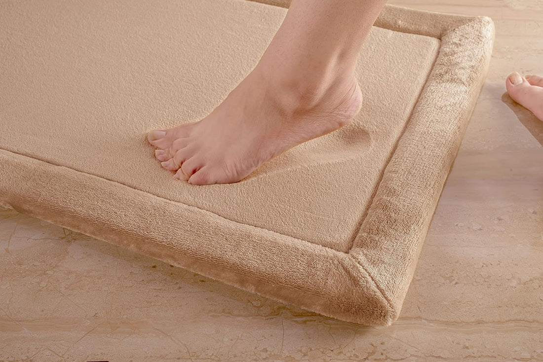 Sandy Shore Memory Foam All-Purpose Super Soft Anti-Slip Bath Mat, Machine Washable (Beige, 40x60 cm)