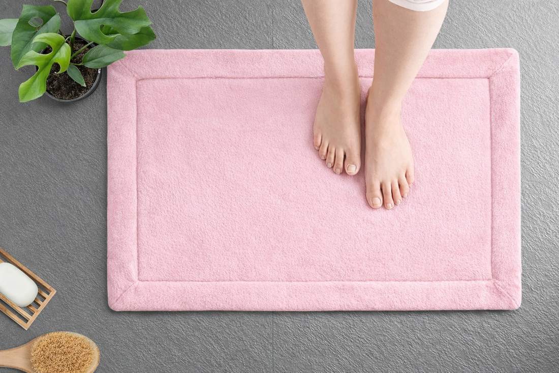 Coral Blush Memory Foam All-Purpose Super Soft Anti-Slip Bath Mat, Machine Washable (Pink, 40x60 cm)