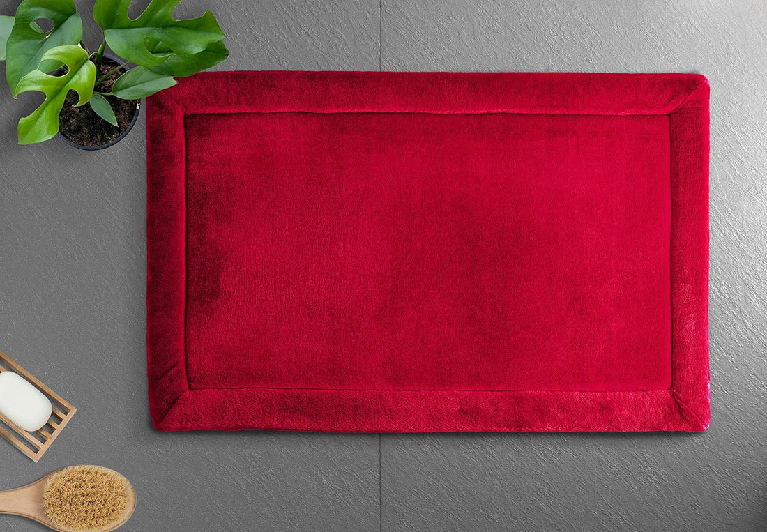 Crimson Tide Memory Foam All-Purpose Super Soft Anti-Slip Bath Mat, Machine Washable (Maroon, 40x60 cm)
