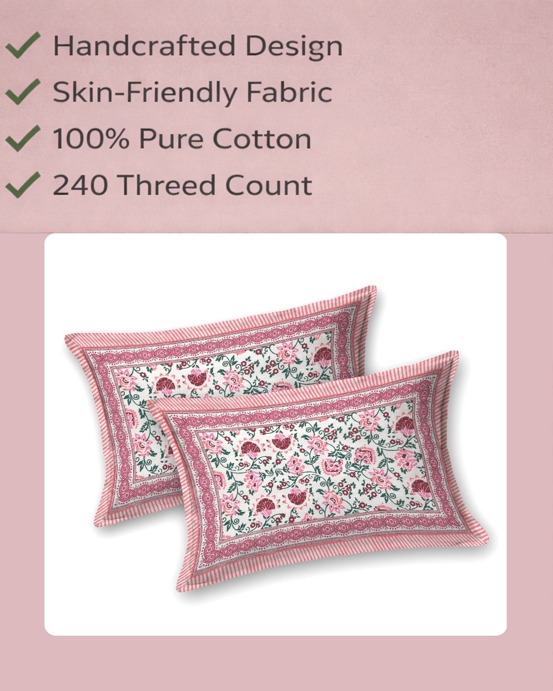 Pink Shalimar Glow Cotton Pillow Cover Set of 2 (17x28 in)