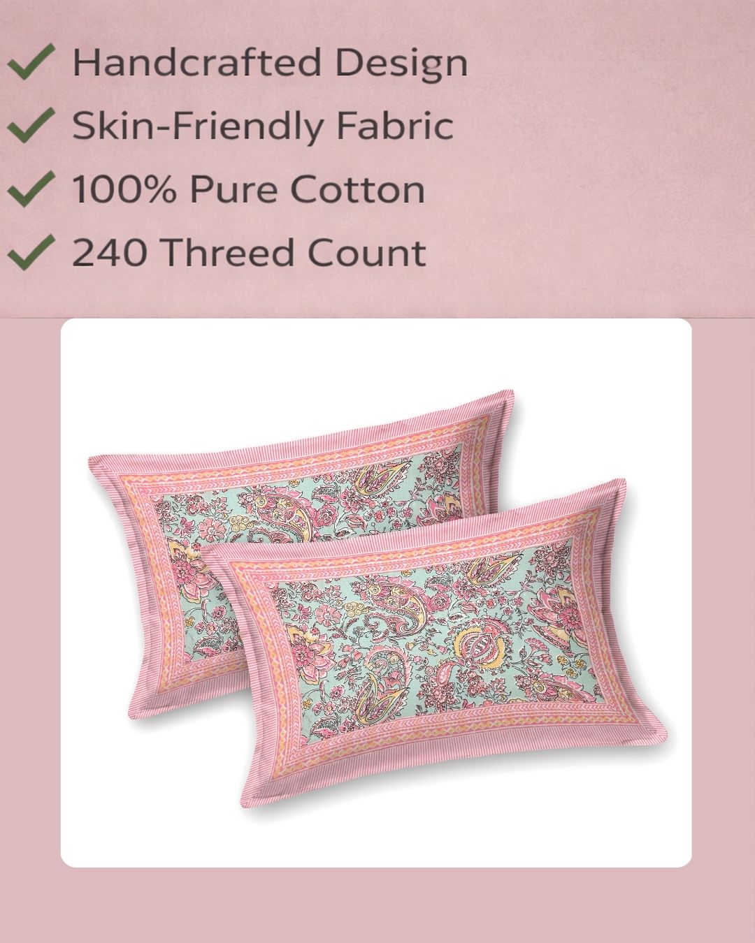 Petal Glow Cotton Pillow Cover Set of 2 (17x28 in)
