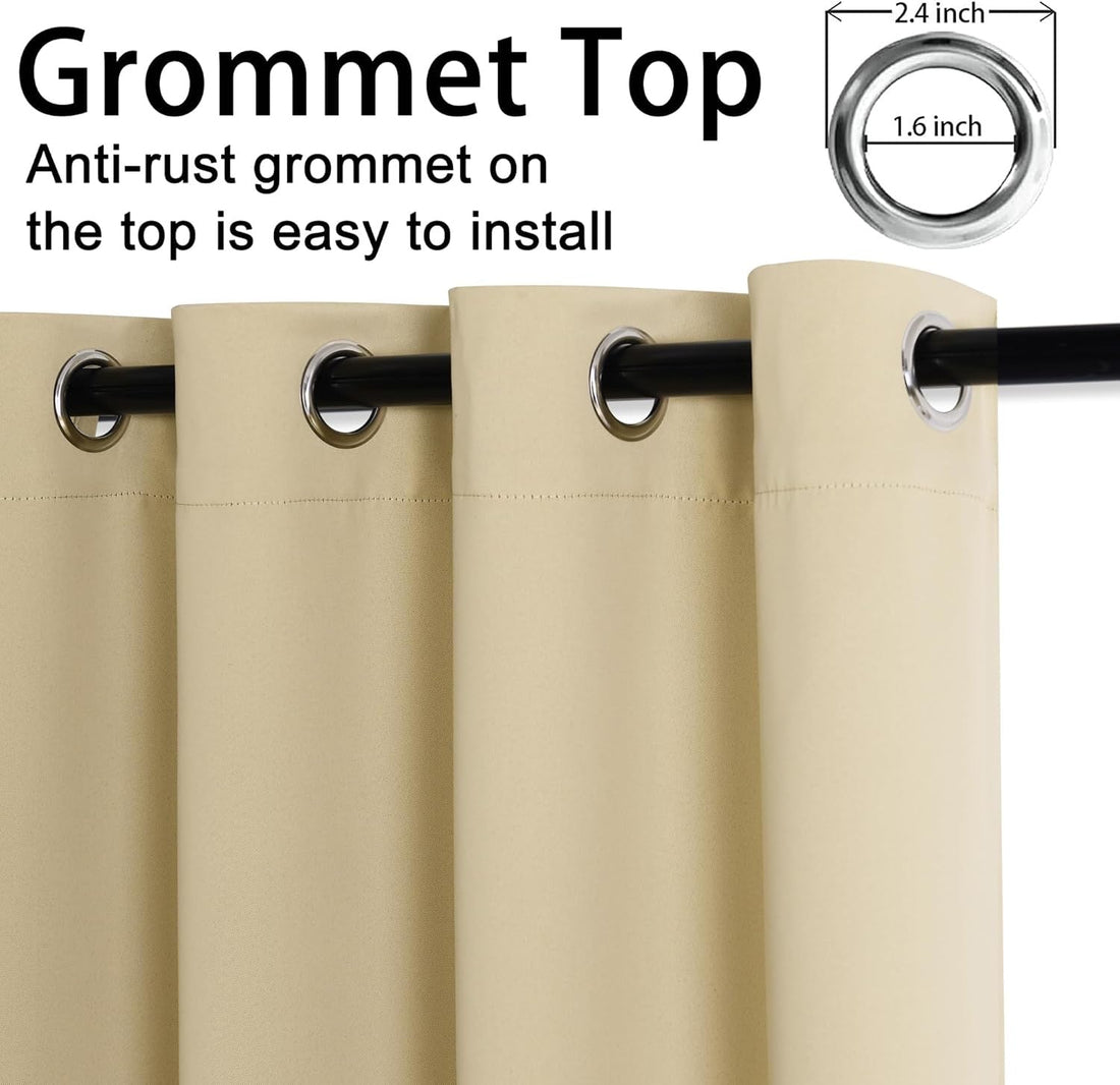 Ivory Drape 7 Feet Blackout Curtains for Door & Window | 100% Polyester | Light & Noise Blocking