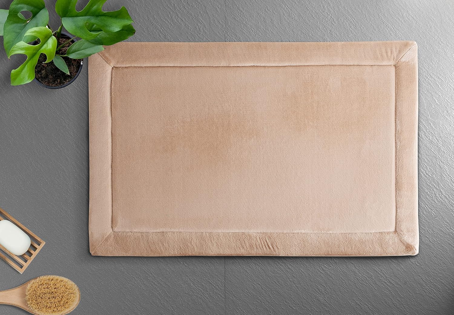 Sandy Shore Memory Foam All-Purpose Super Soft Anti-Slip Bath Mat, Machine Washable (Beige, 40x60 cm)