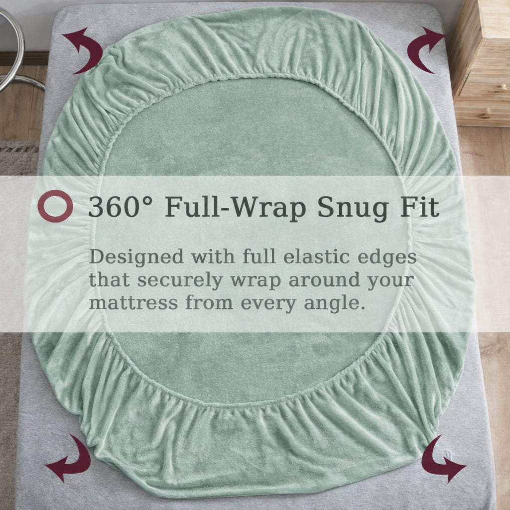 Forest Warmth Flannel Elastic Fitted King Bedsheet (78×72×8 Inch) with 2 Pillow Covers (18×28 Inch) | Soft & Cozy Winter Bedding