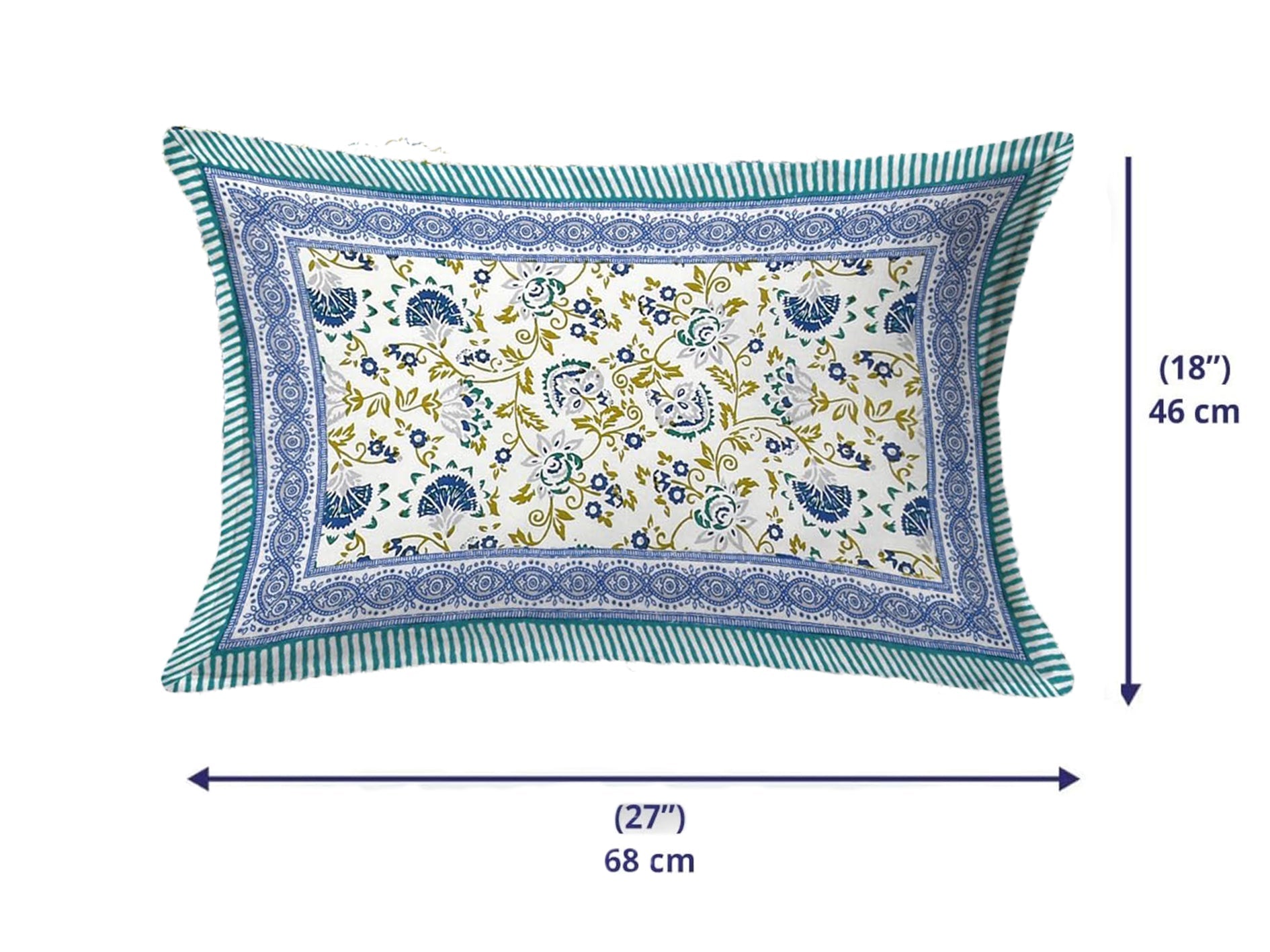 Blue Shalimar Glow Cotton Pillow Cover Set of 2 (17x28 in)