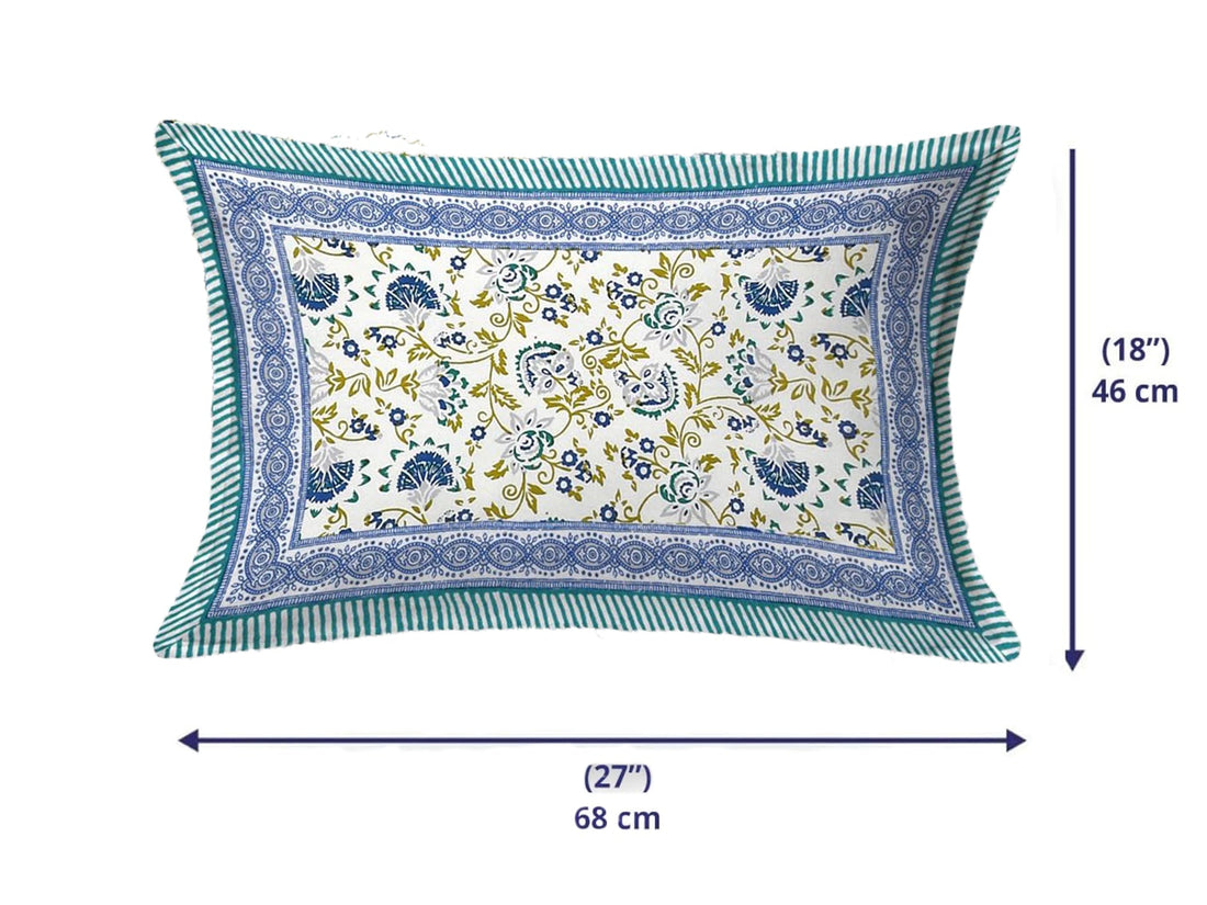 Blue Shalimar Glow Cotton Pillow Cover Set of 2 (17x28 in)