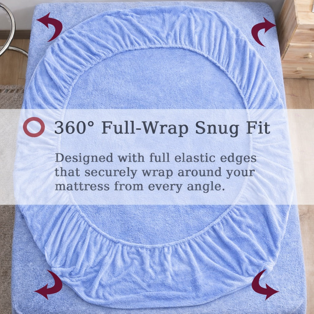Midnight Warmth Flannel Elastic Fitted King Bedsheet (78×72×8 Inch) with 2 Pillow Covers (18×28 Inch) | Soft & Cozy Winter Bedding