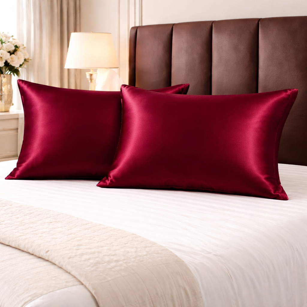 Duke's Wine Satin Pillow Cover Set of 2 (20x30 in)