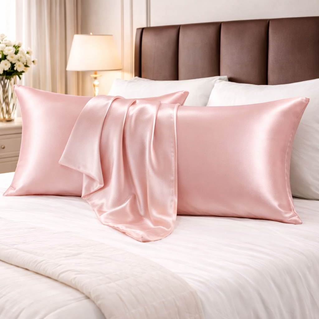 Buckingham Blush Satin Pillow Cover Set of 2 (20x30 in)