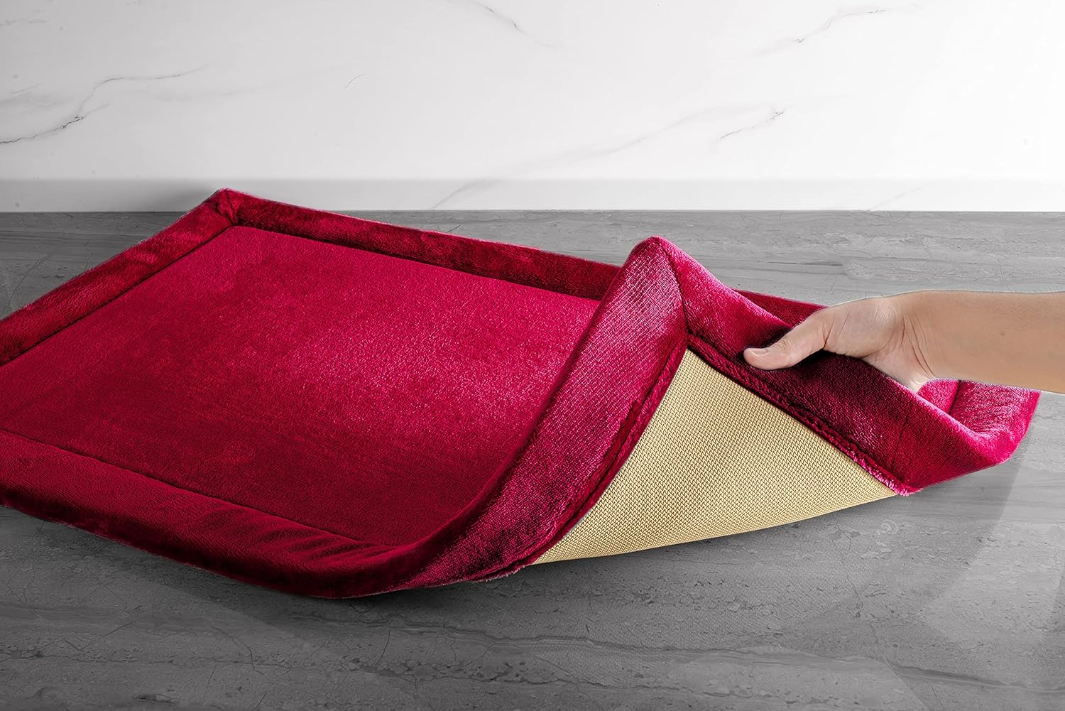 Crimson Tide Memory Foam All-Purpose Super Soft Anti-Slip Bath Mat, Machine Washable (Maroon, 40x60 cm)