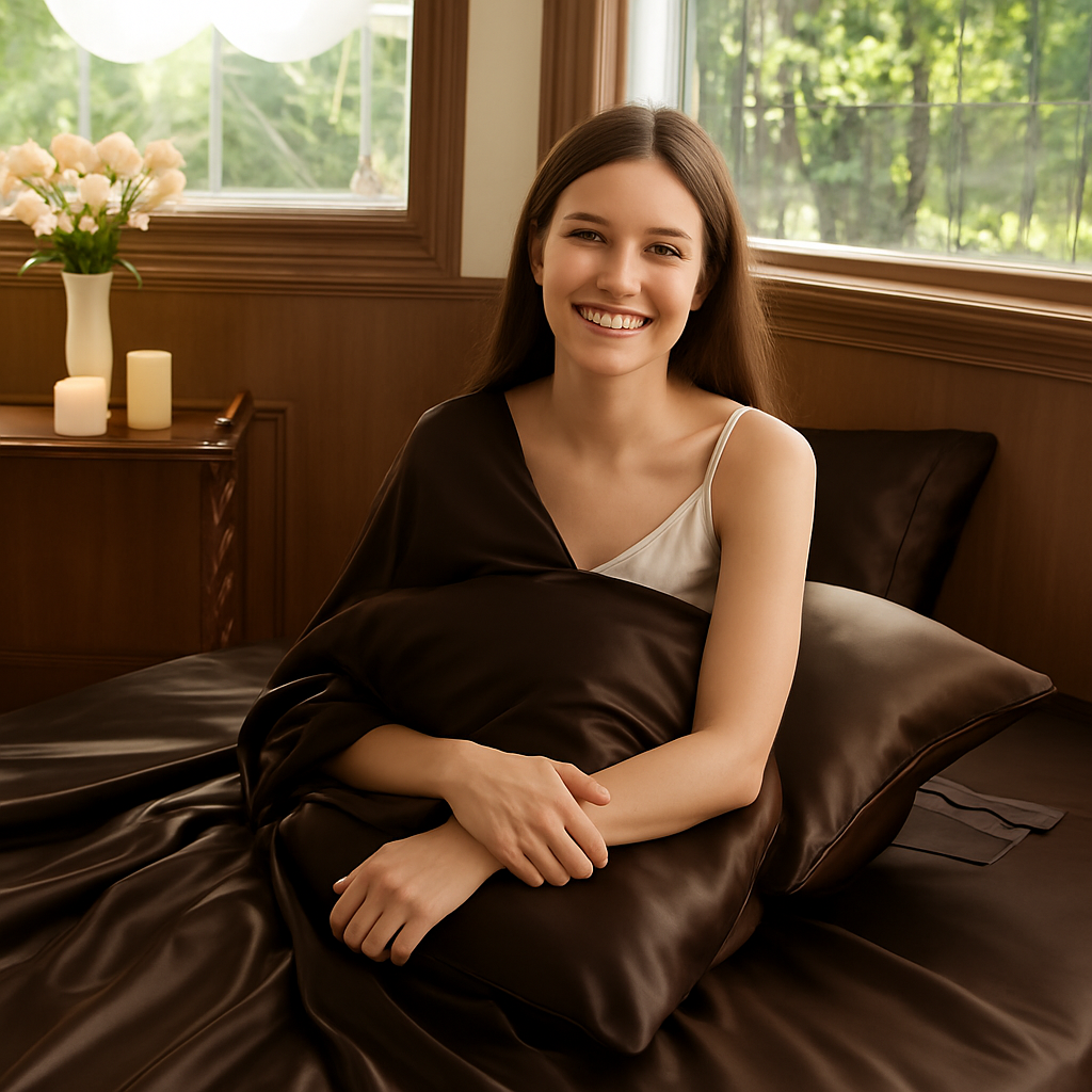 Duchess Mocha Luxury Cotton Satin King Size Bedsheet 90x108 Inches with 2 Pillow Covers 20x30 Inches | Soft, Glossy & Elegant | Solid Finish